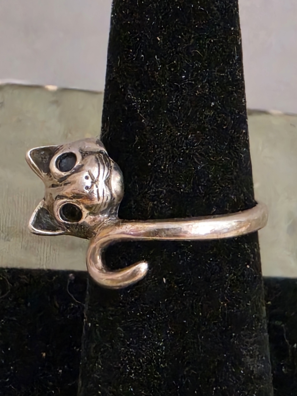 Silver Cat Wrap Ring - Sterling Silver Cat Ring